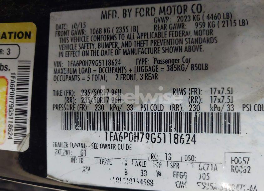 Photo 9 of 2016 Ford Fusion SE (VIN 1FA6P0H79G5118624)