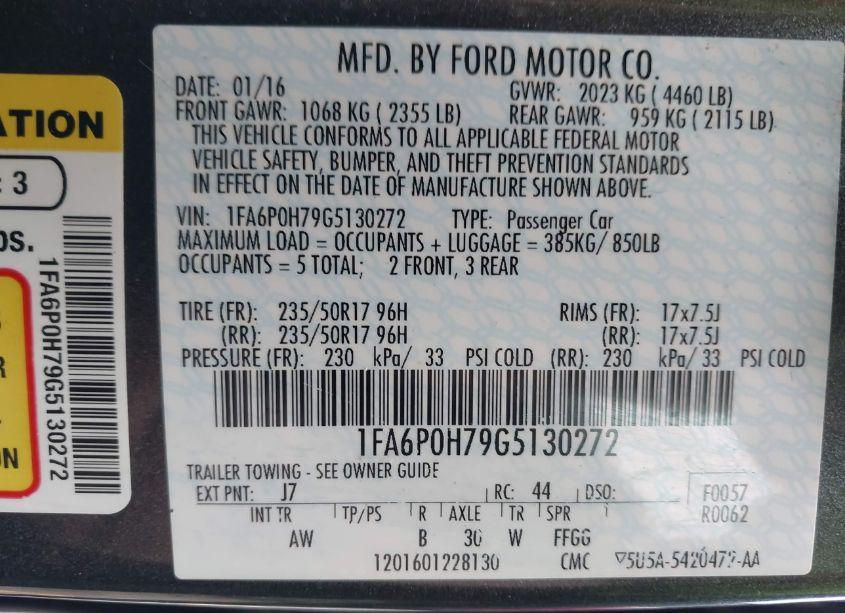 Photo 9 of 2016 Ford Fusion SE (VIN 1FA6P0H79G5130272)