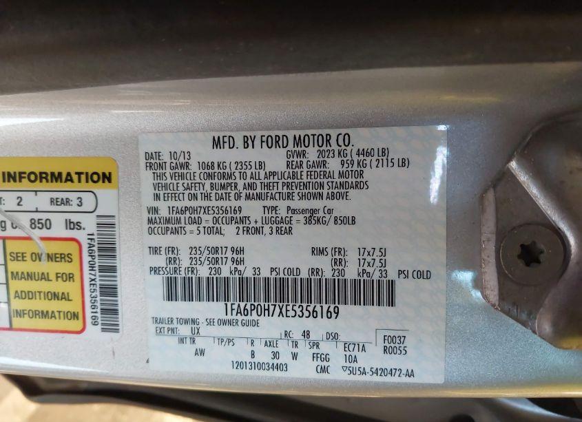 Photo 9 of 2014 Ford Fusion SE (VIN 1FA6P0H7XE5356169)