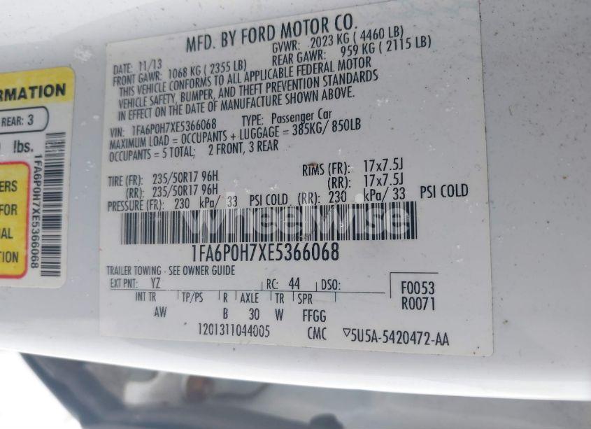 Photo 9 of 2014 Ford Fusion SE (VIN 1FA6P0H7XE5366068)