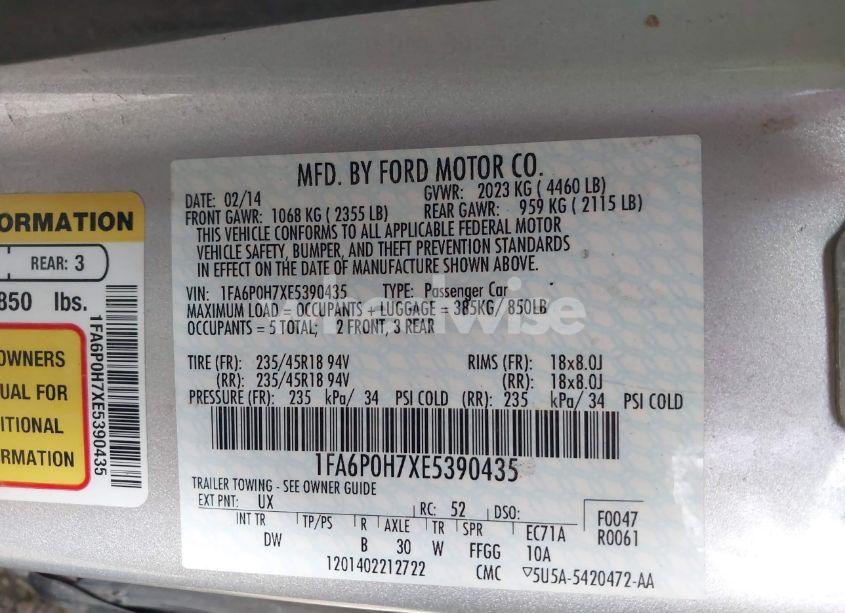 Photo 9 of 2014 Ford Fusion SE (VIN 1FA6P0H7XE5390435)