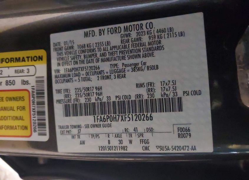 Photo 9 of 2015 Ford Fusion SE (VIN 1FA6P0H7XF5120266)
