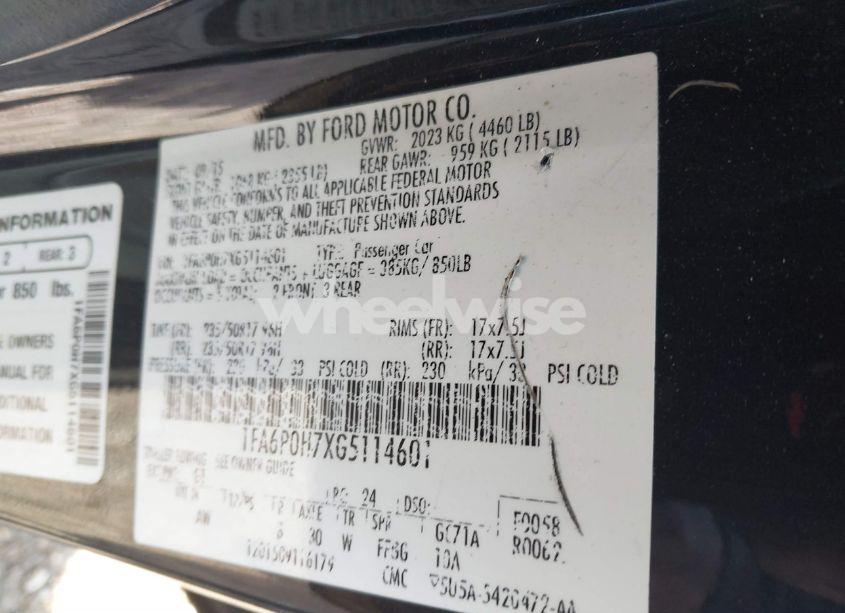 Photo 9 of 2016 Ford Fusion SE (VIN 1FA6P0H7XG5114601)