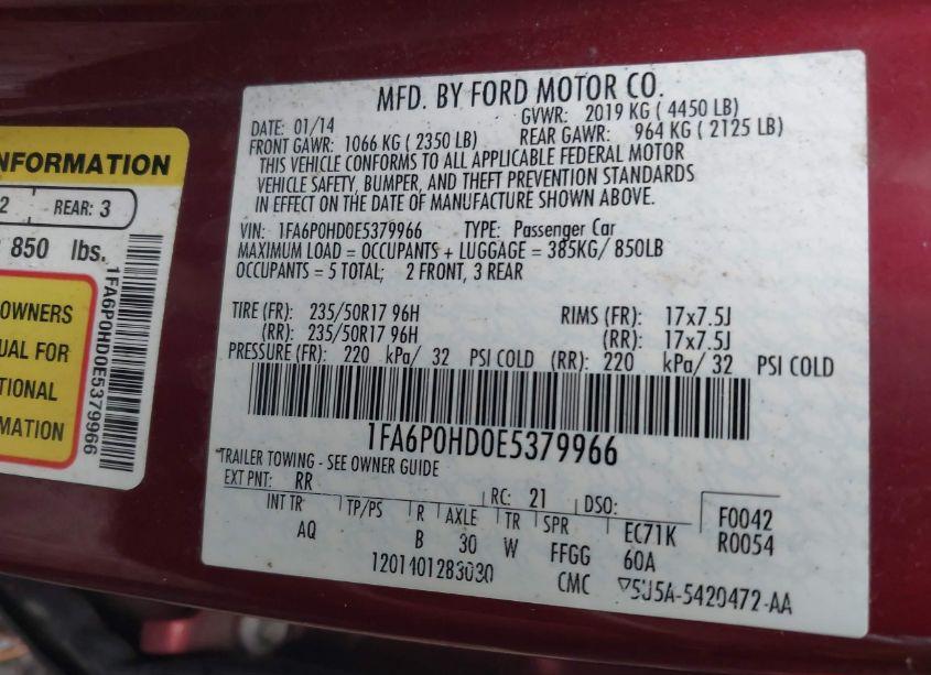 Photo 9 of 2014 Ford Fusion SE (VIN 1FA6P0HD0E5379966)
