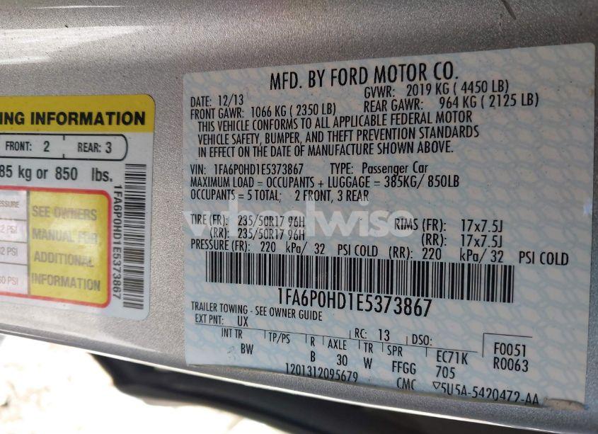 Photo 9 of 2014 Ford Fusion SE (VIN 1FA6P0HD1E5373867)