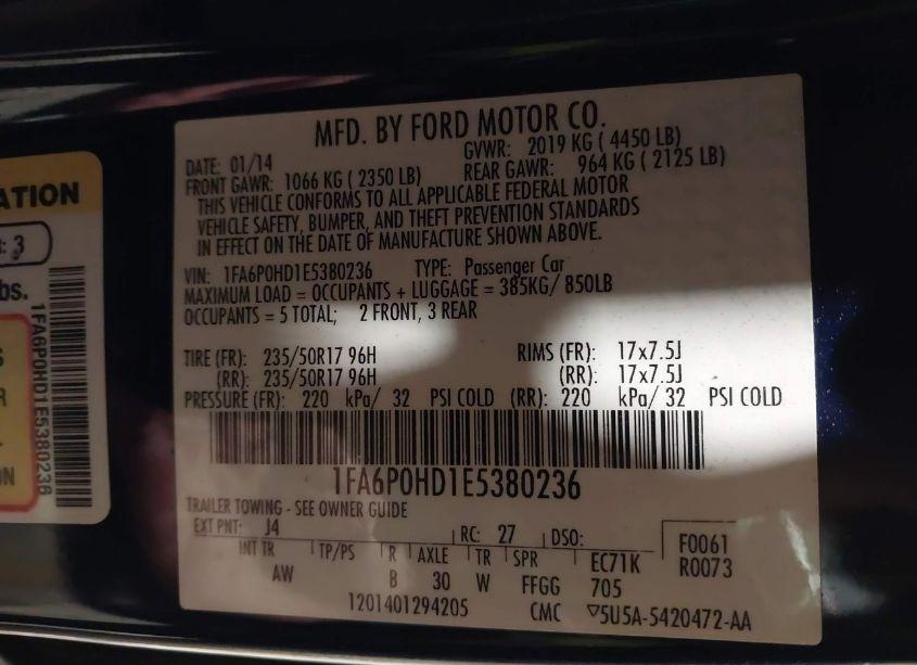 Photo 9 of 2014 Ford Fusion SE (VIN 1FA6P0HD1E5380236)
