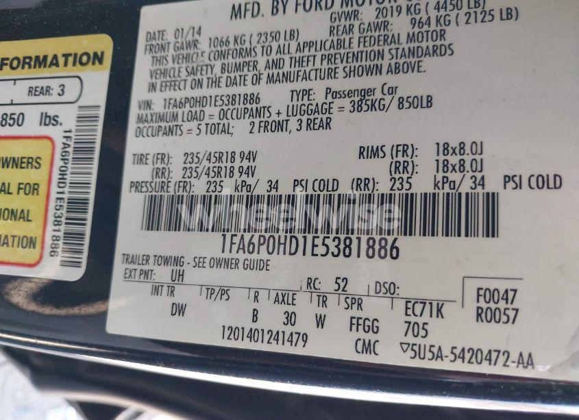 Photo 9 of 2014 Ford Fusion SE (VIN 1FA6P0HD1E5381886)