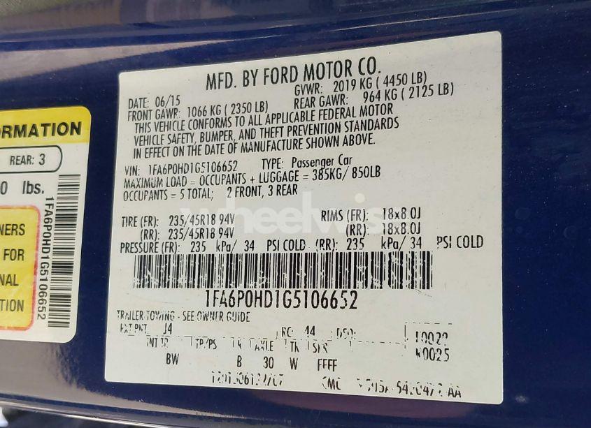 Photo 9 of 2016 Ford Fusion SE (VIN 1FA6P0HD1G5106652)