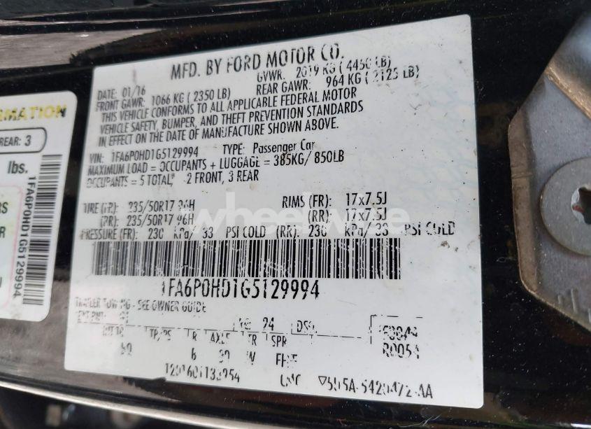 Photo 9 of 2016 Ford Fusion SE (VIN 1FA6P0HD1G5129994)