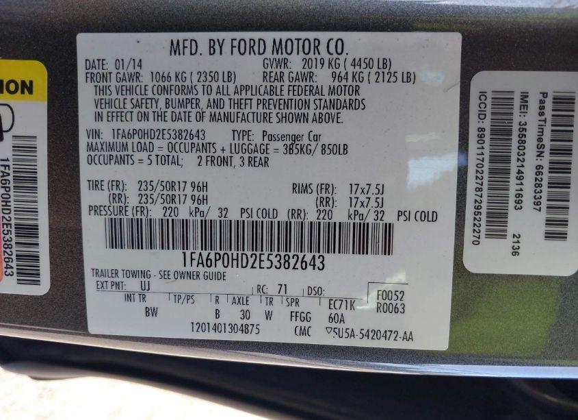 Photo 9 of 2014 Ford Fusion SE (VIN 1FA6P0HD2E5382643)