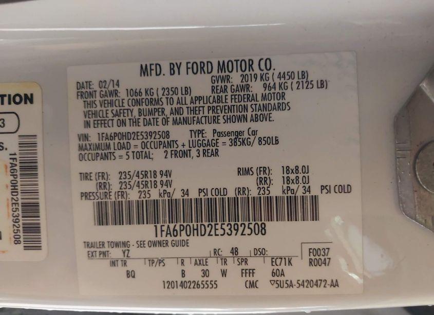 Photo 9 of 2014 Ford Fusion SE (VIN 1FA6P0HD2E5392508)