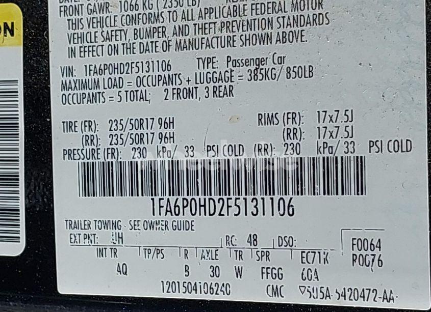 Photo 9 of 2015 Ford Fusion SE (VIN 1FA6P0HD2F5131106)