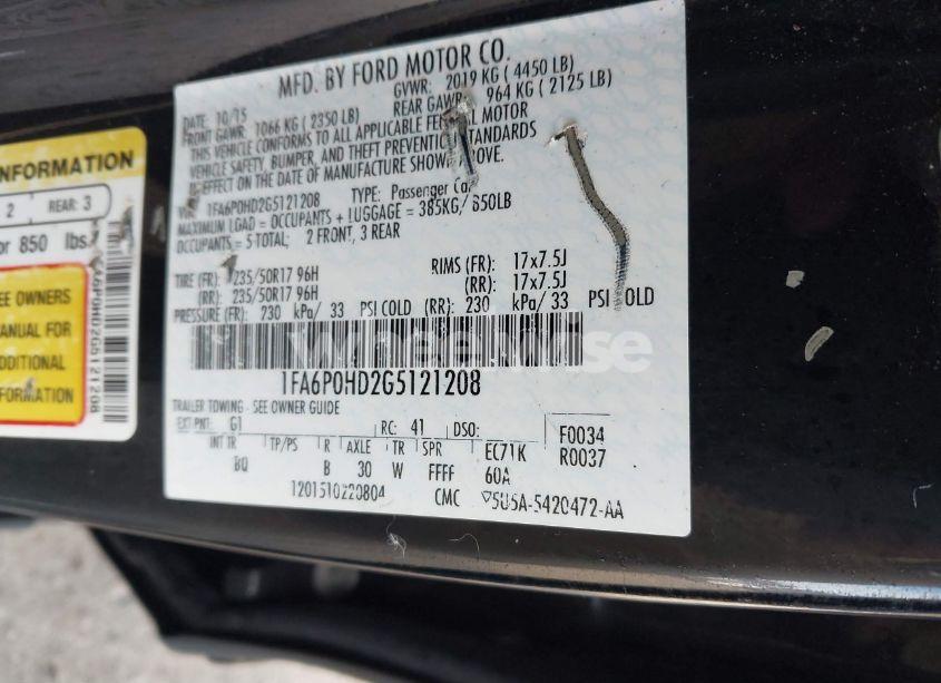 Photo 9 of 2016 Ford Fusion SE (VIN 1FA6P0HD2G5121208)