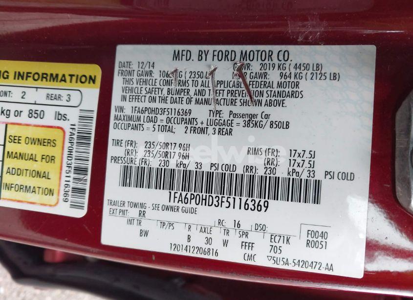 Photo 9 of 2015 Ford Fusion SE (VIN 1FA6P0HD3F5116369)