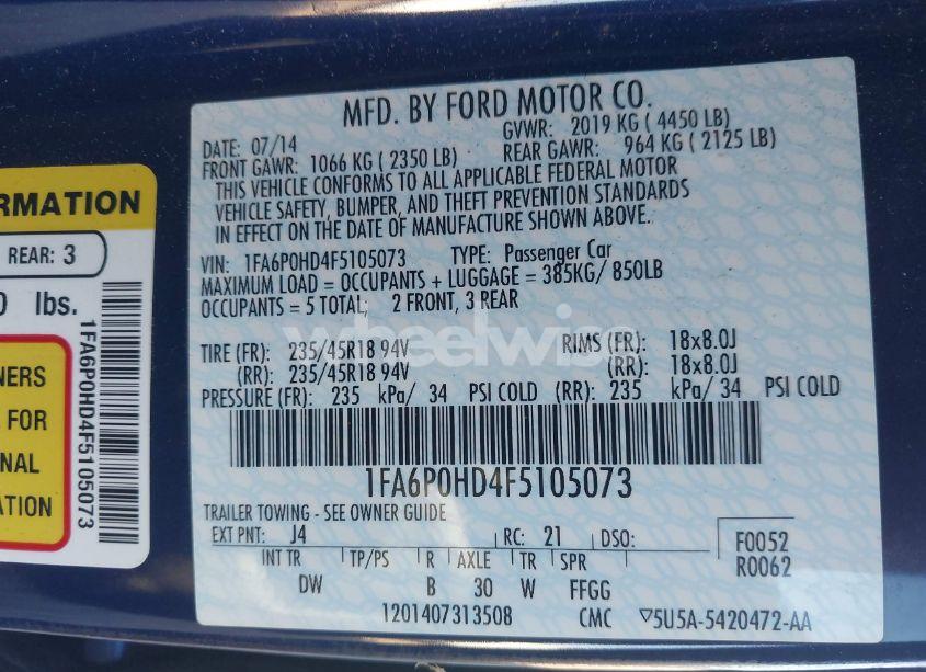 Photo 9 of 2015 Ford Fusion SE (VIN 1FA6P0HD4F5105073)
