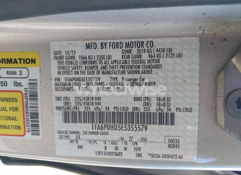 Photo 9 of 2014 Ford Fusion SE (VIN 1FA6P0HD5E5355579)