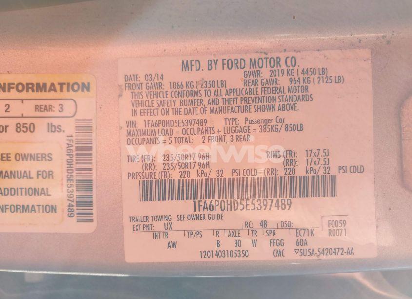 Photo 9 of 2014 Ford Fusion SE (VIN 1FA6P0HD5E5397489)