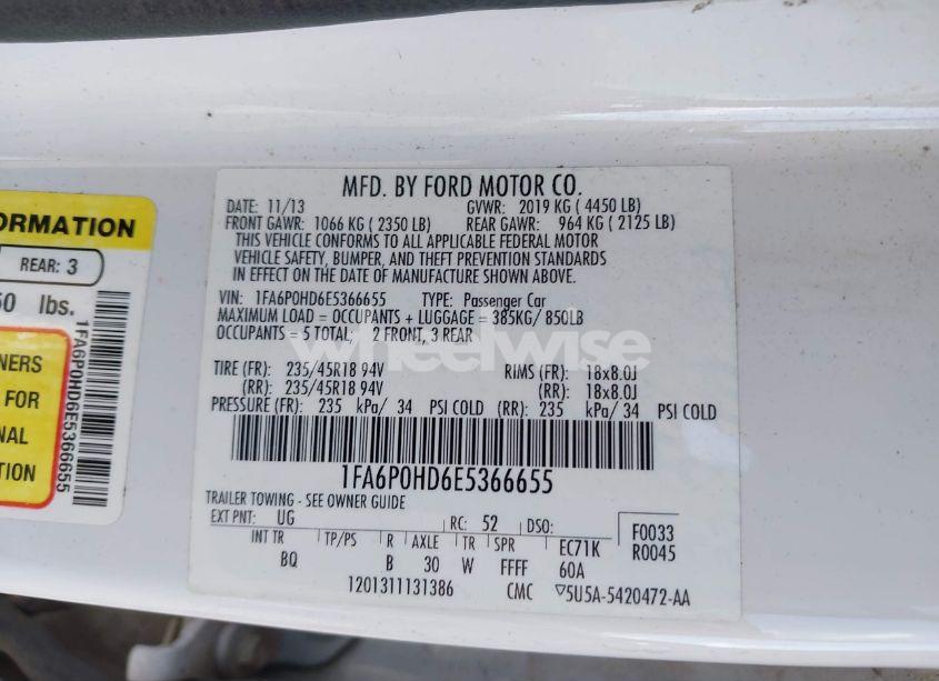 Photo 9 of 2014 Ford Fusion SE (VIN 1FA6P0HD6E5366655)