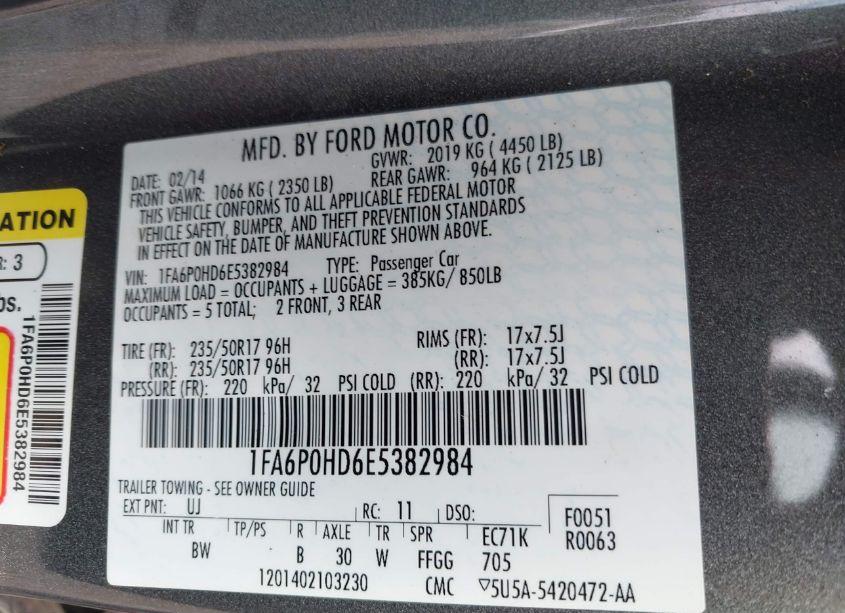 Photo 9 of 2014 Ford Fusion SE (VIN 1FA6P0HD6E5382984)