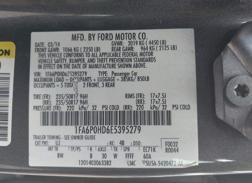 Photo 9 of 2014 Ford Fusion SE (VIN 1FA6P0HD6E5395279)