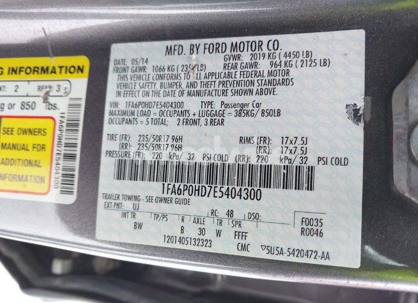 Photo 9 of 2014 Ford Fusion SE (VIN 1FA6P0HD7E5404300)