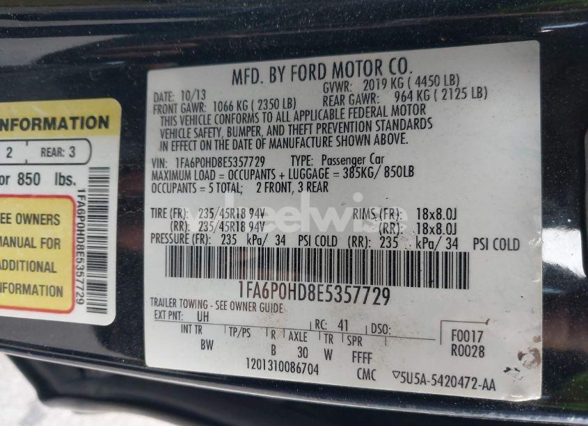 Photo 9 of 2014 Ford Fusion SE (VIN 1FA6P0HD8E5357729)