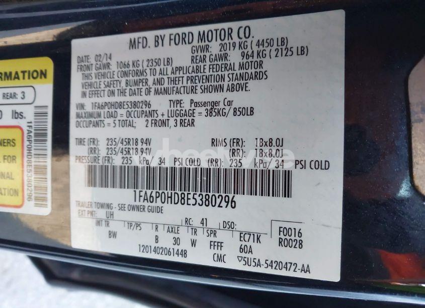 Photo 9 of 2014 Ford Fusion SE (VIN 1FA6P0HD8E5380296)