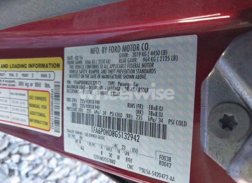 Photo 9 of 2016 Ford Fusion SE (VIN 1FA6P0HD8G5132942)