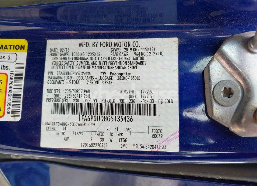 Photo 9 of 2016 Ford Fusion SE (VIN 1FA6P0HD8G5135436)