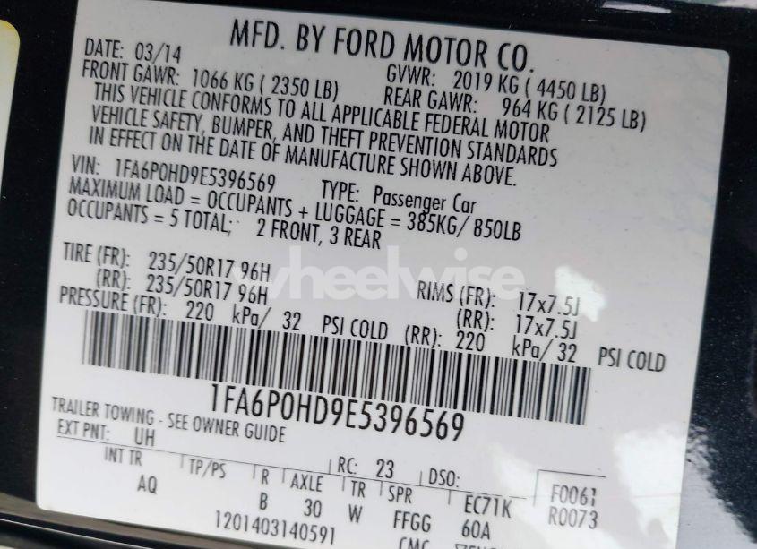 Photo 9 of 2014 Ford Fusion SE (VIN 1FA6P0HD9E5396569)