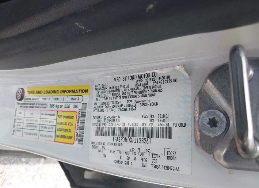 Photo 9 of 2015 Ford Fusion SE (VIN 1FA6P0HDXF5128261)