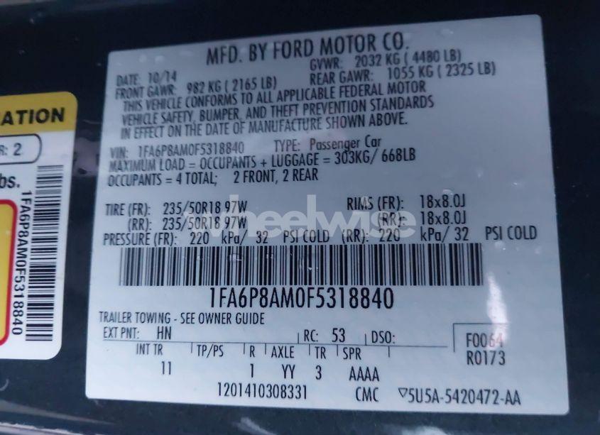 Photo 9 of 2015 Ford Mustang V6 (VIN 1FA6P8AM0F5318840)