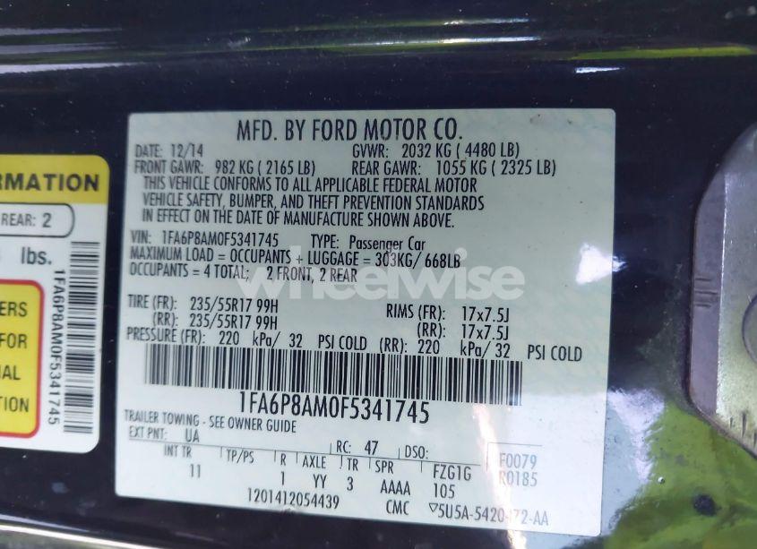 Photo 9 of 2015 Ford Mustang V6 (VIN 1FA6P8AM0F5341745)