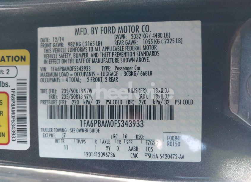 Photo 9 of 2015 Ford Mustang V6 (VIN 1FA6P8AM0F5343933)