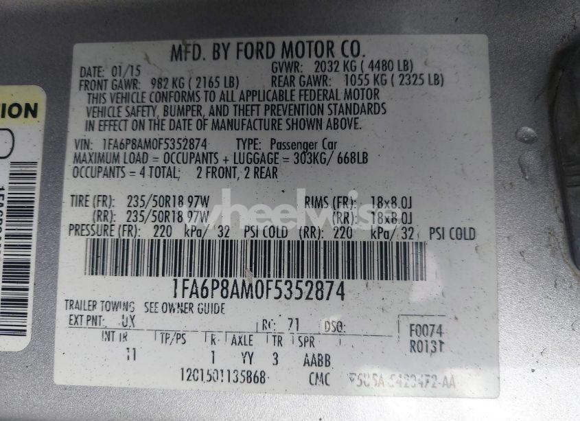 Photo 9 of 2015 Ford Mustang V6 (VIN 1FA6P8AM0F5352874)