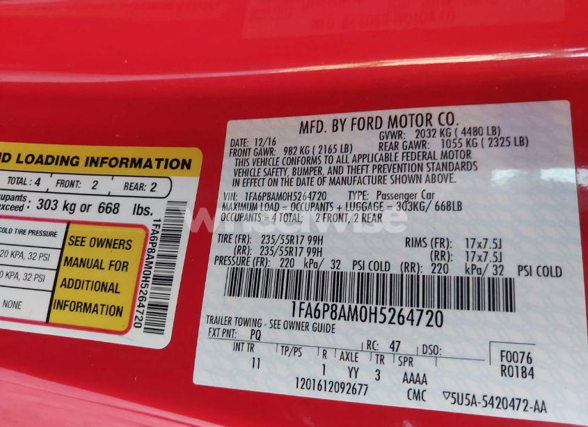 Photo 9 of 2017 Ford Mustang V6 (VIN 1FA6P8AM0H5264720)