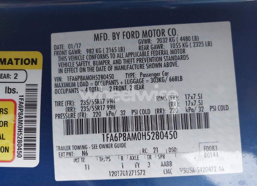 Photo 9 of 2017 Ford Mustang V6 (VIN 1FA6P8AM0H5280450)