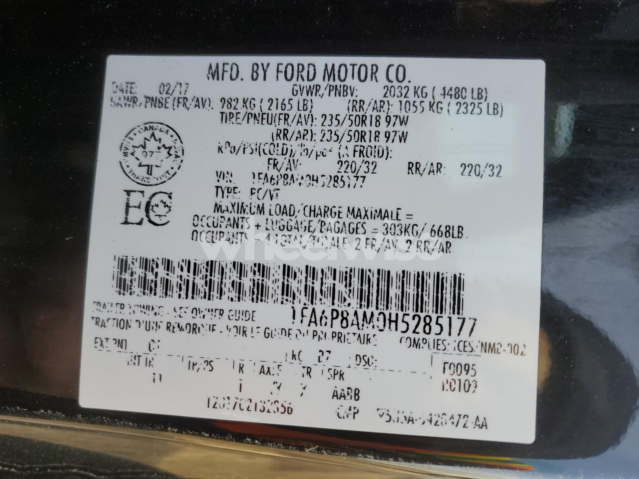 Photo 12 of 2017 FORD MUSTANG (VIN 1FA6P8AM0H5285177)