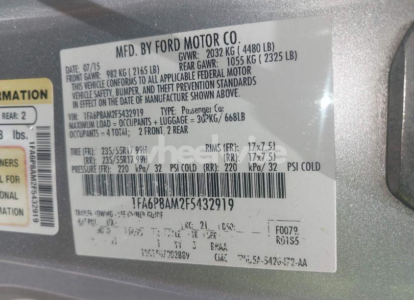 Photo 9 of 2015 Ford Mustang V6 (VIN 1FA6P8AM2F5432919)