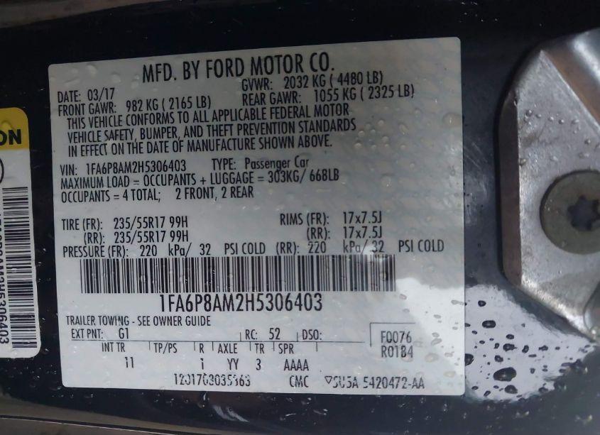 Photo 9 of 2017 Ford Mustang V6 (VIN 1FA6P8AM2H5306403)