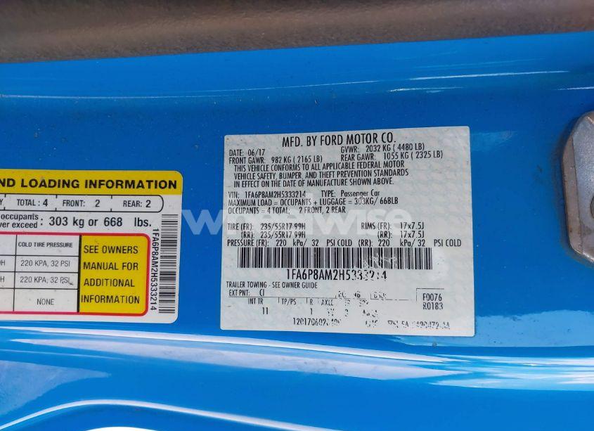 Photo 9 of 2017 Ford Mustang V6 (VIN 1FA6P8AM2H5333214)