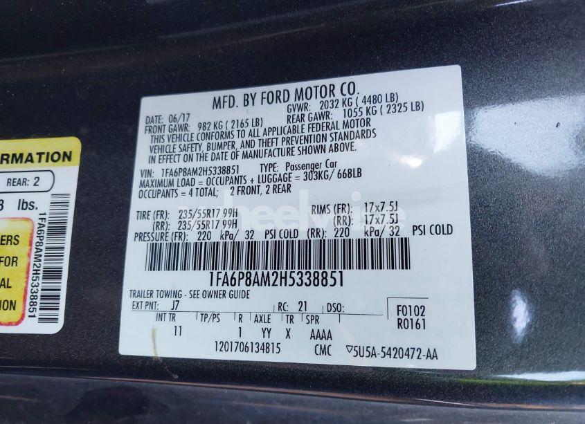 Photo 9 of 2017 Ford Mustang V6 (VIN 1FA6P8AM2H5338851)