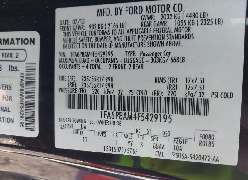 Photo 9 of 2015 Ford Mustang V6 (VIN 1FA6P8AM4F5429195)