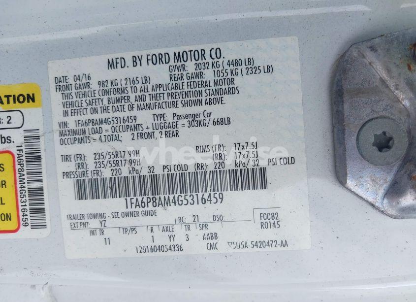 Photo 9 of 2016 Ford Mustang V6 (VIN 1FA6P8AM4G5316459)