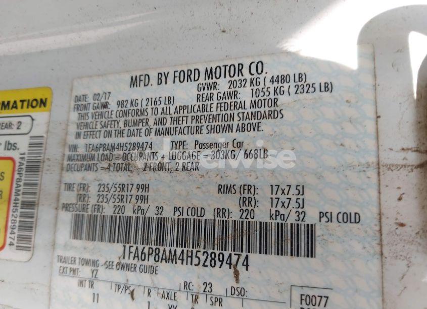 Photo 9 of 2017 Ford Mustang V6 (VIN 1FA6P8AM4H5289474)