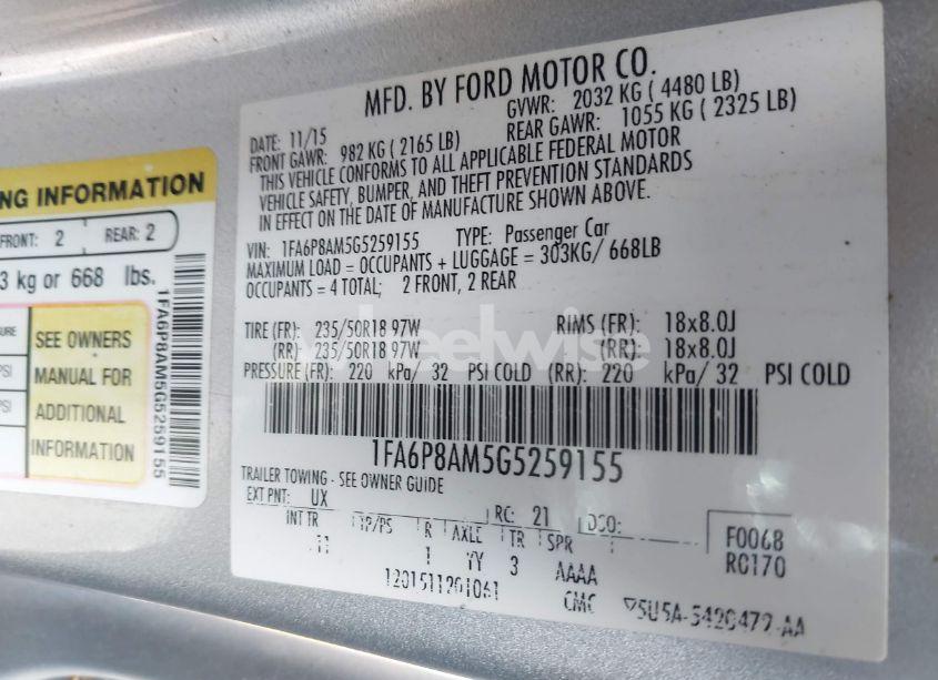 Photo 9 of 2016 Ford Mustang V6 (VIN 1FA6P8AM5G5259155)