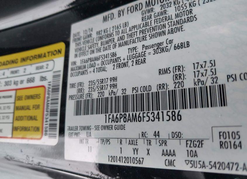 Photo 9 of 2015 Ford Mustang V6 (VIN 1FA6P8AM6F5341586)