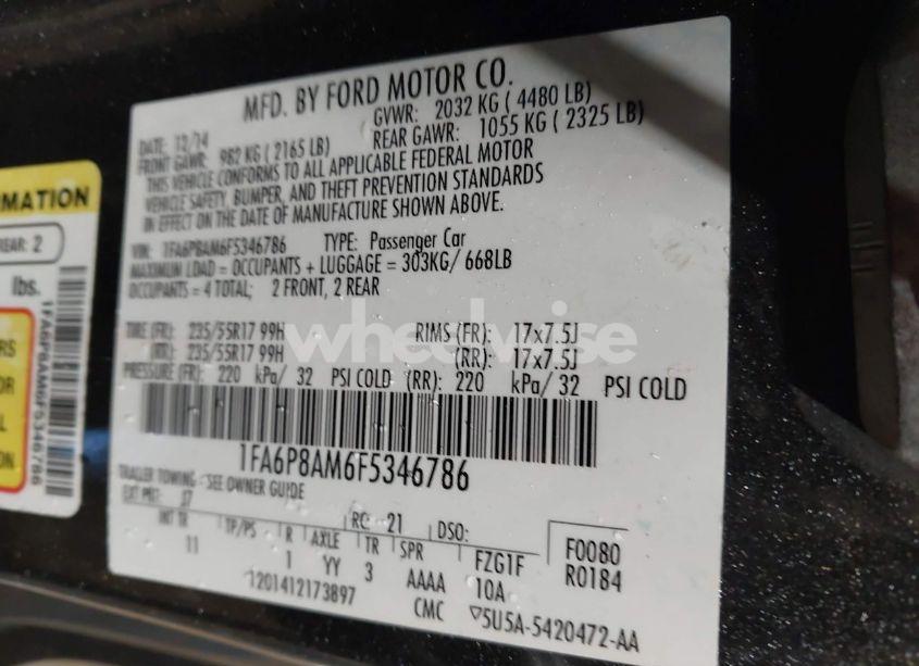 Photo 9 of 2015 Ford Mustang V6 (VIN 1FA6P8AM6F5346786)