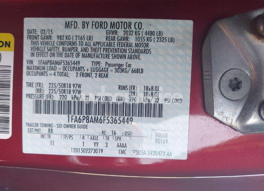 Photo 9 of 2015 Ford Mustang V6 (VIN 1FA6P8AM6F5365449)