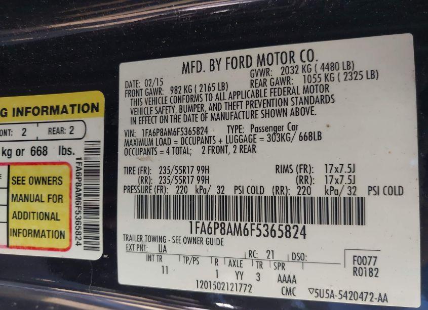 Photo 9 of 2015 Ford Mustang V6 (VIN 1FA6P8AM6F5365824)